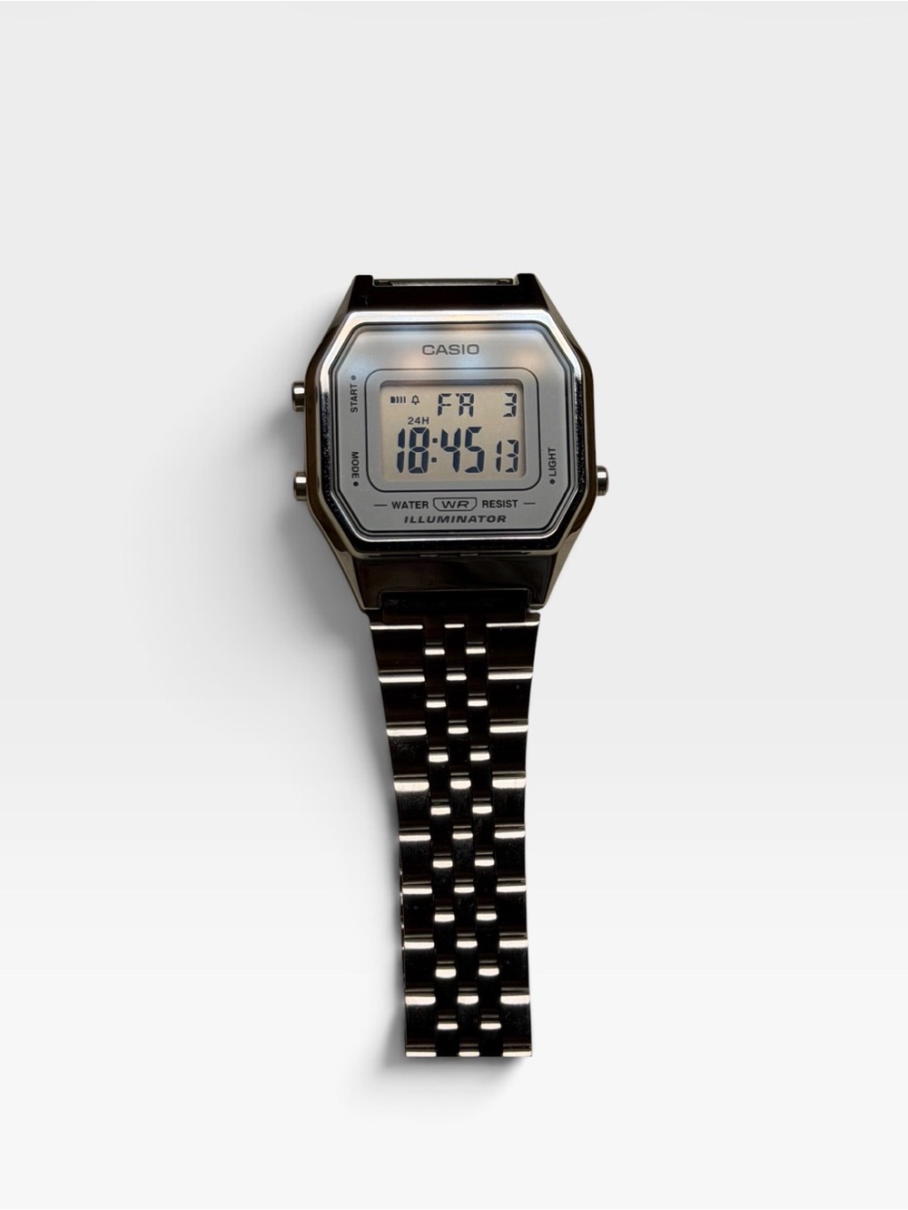 Casio Vintage Silver Digital Illuminator Watch - Stainless Steel